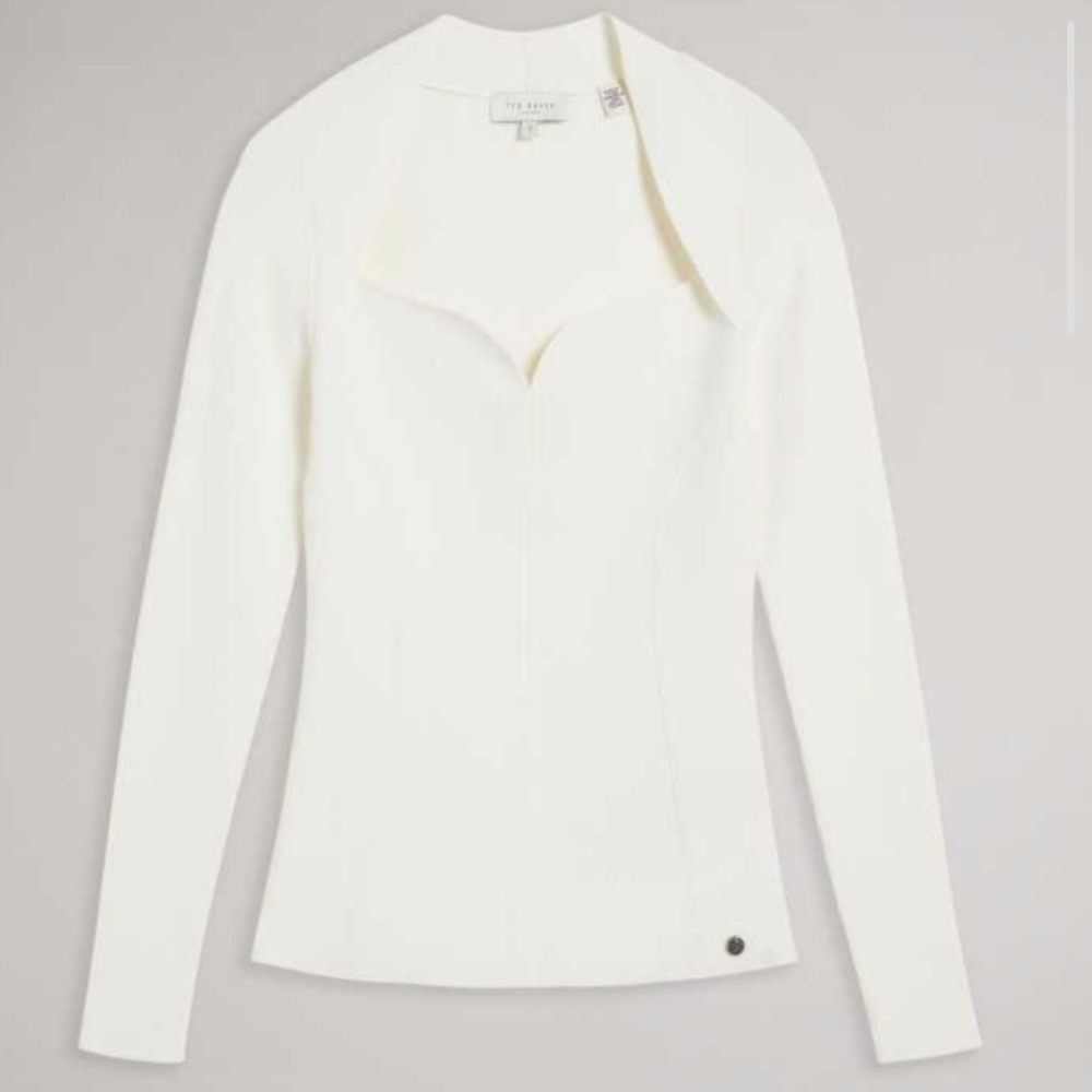 Ted Baker Size 5 Helenh Sweetheart Neck Knit Top